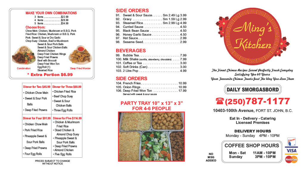 Ming's Takeout Menu 1